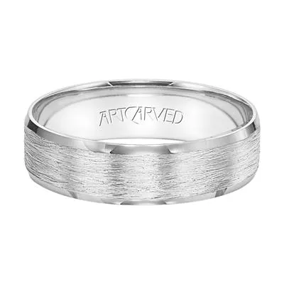 14k White Gold Satin finish Band, size 10