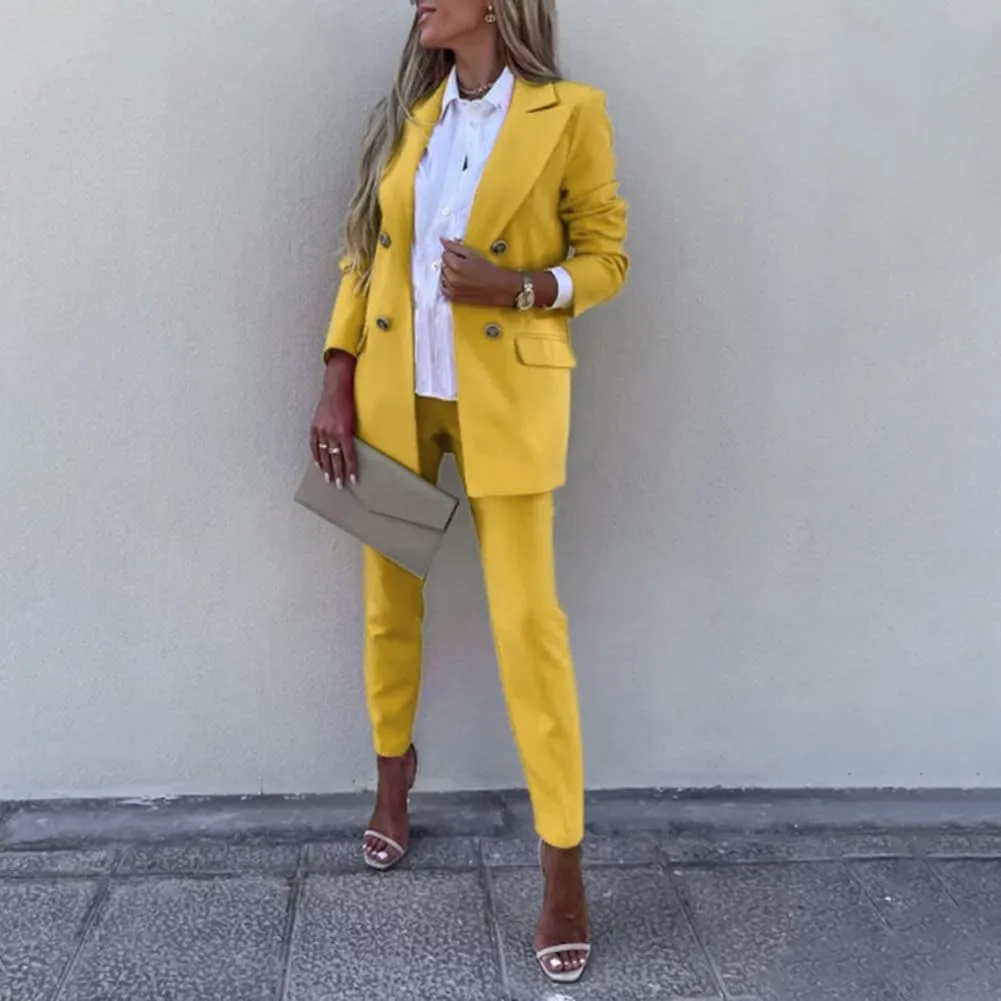 2 Piece Outfits for Women Dressy Blazer Jackets High Waisted Straight Leg Pants Suits Set Business Casual Office