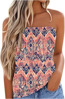 2025 Summer Tube Tops for Women Sexy Eyelet Backless Bandeau Tanks Casual Sleeveless Elegant Shirts Beach Vacation