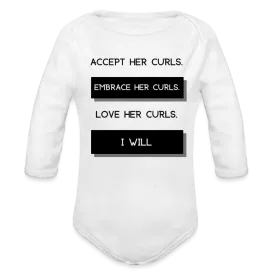 Accept Her Curls Organic Long Sleeve Baby Bodysuit