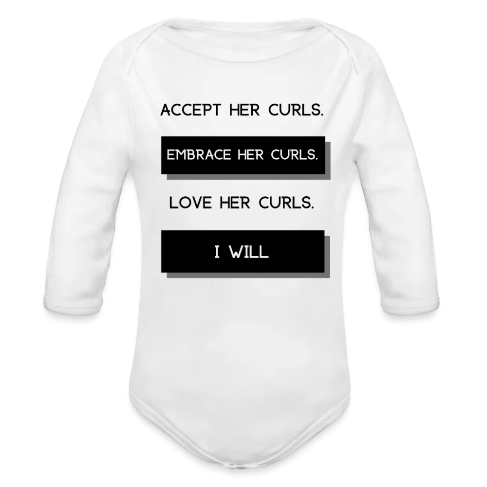 Accept Her Curls Organic Long Sleeve Baby Bodysuit