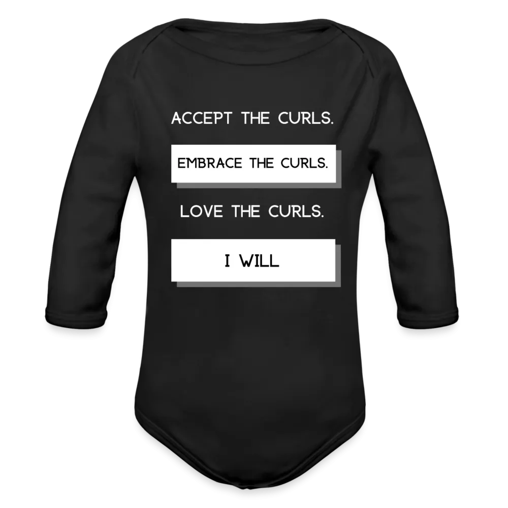 Accept The Curls Organic Long Sleeve Baby Bodysuit