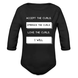 Accept The Curls Organic Long Sleeve Baby Bodysuit