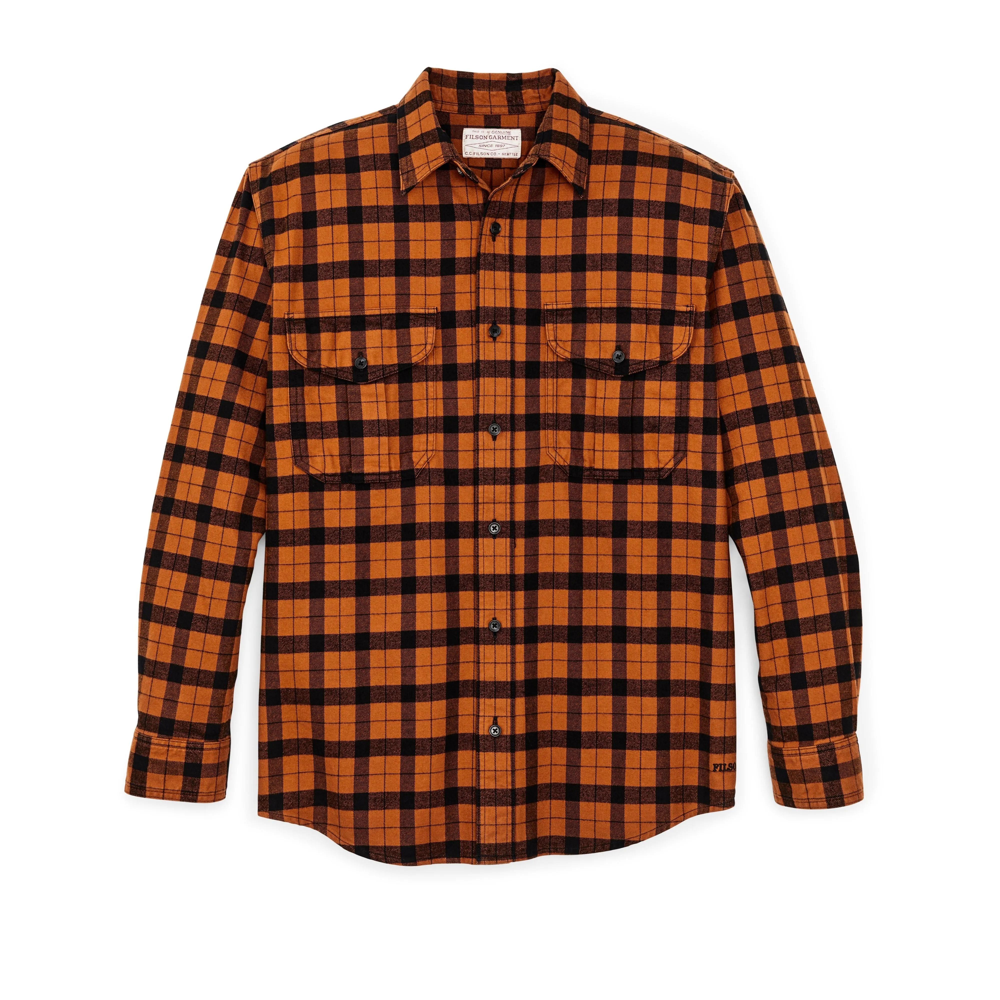 Mens Alaskan Guide Shirt in Pecan and Black Plaid – Durable Outdoor Flannel with Extra Comfort