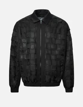 Allover Logo Print Relax Fit Tape Weaving Bomber Jacket