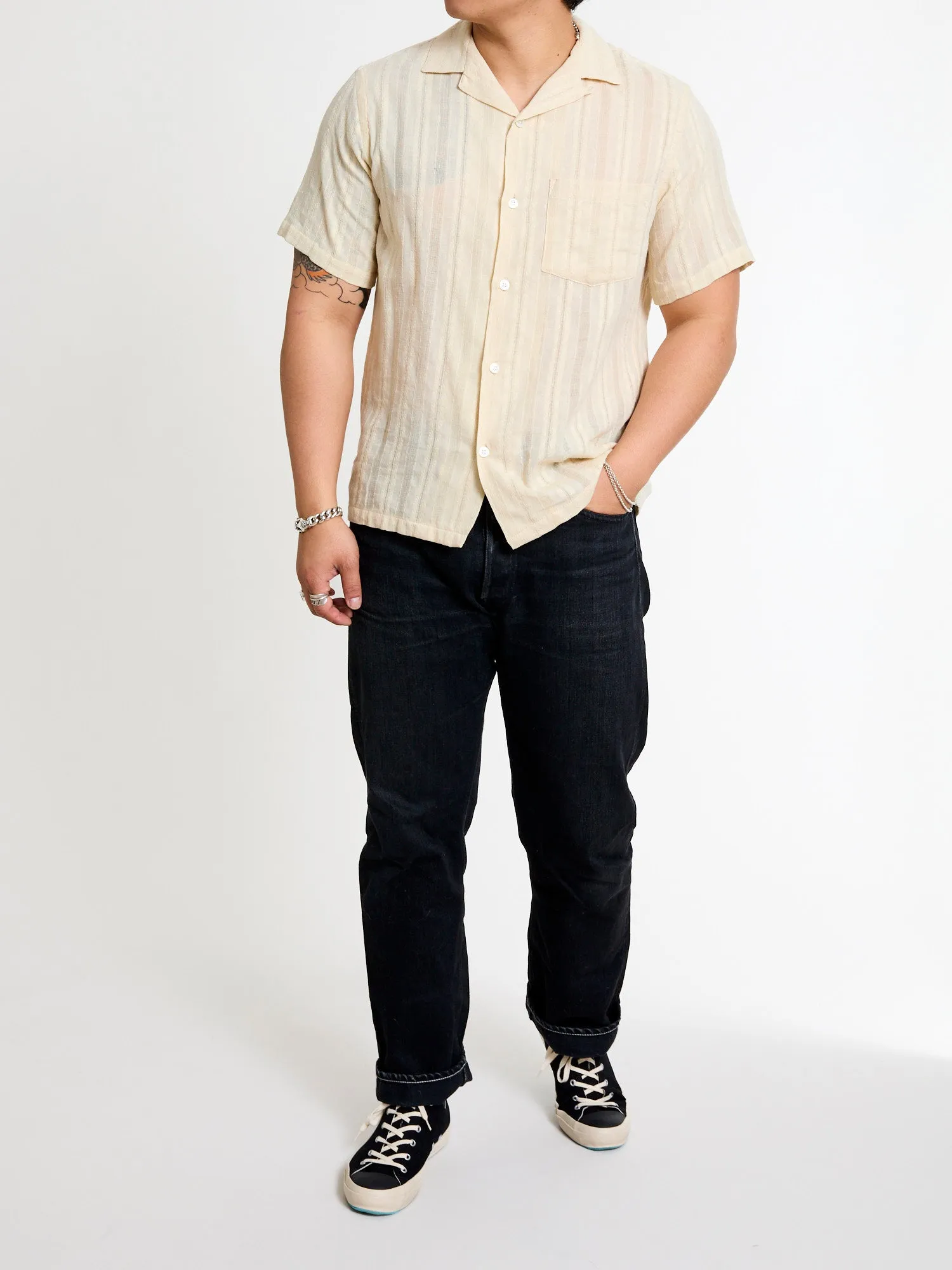 Almada Button-Up Shirt in Ecru