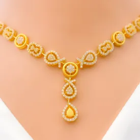 Alternating Contemporary 22k Gold CZ Necklace Set