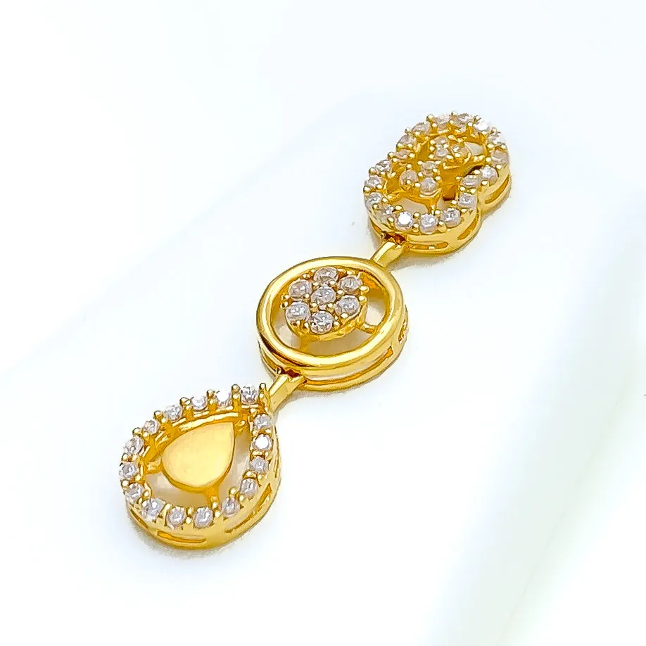 Alternating Contemporary 22k Gold CZ Necklace Set