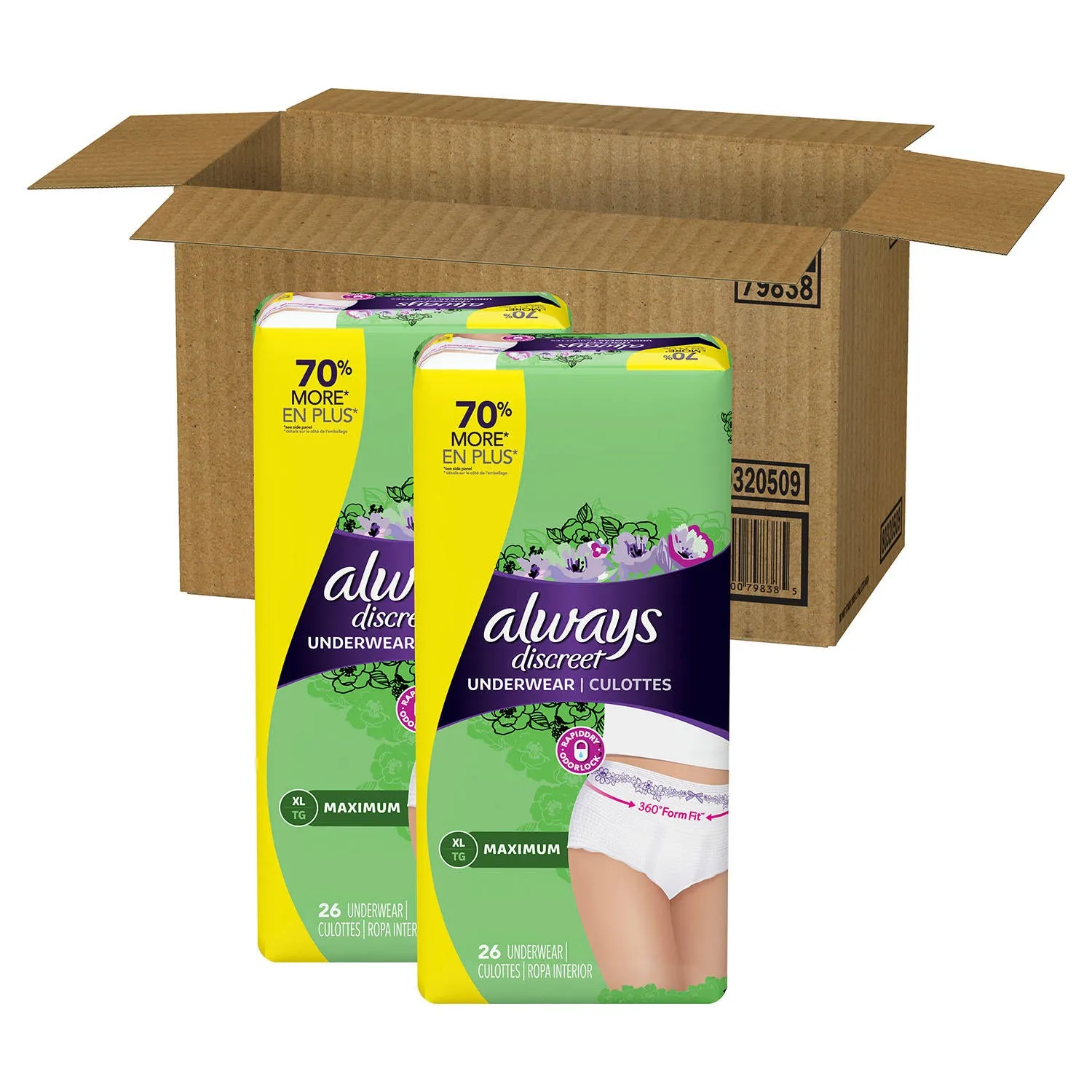 Always Discreet Incontinence Underwear for Women Maximum. Choose your Sizes