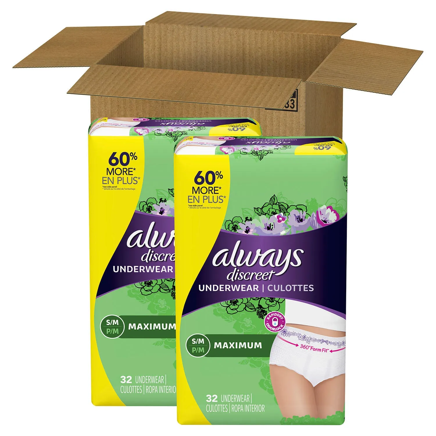 Always Discreet Incontinence Underwear for Women Maximum. Choose your Sizes