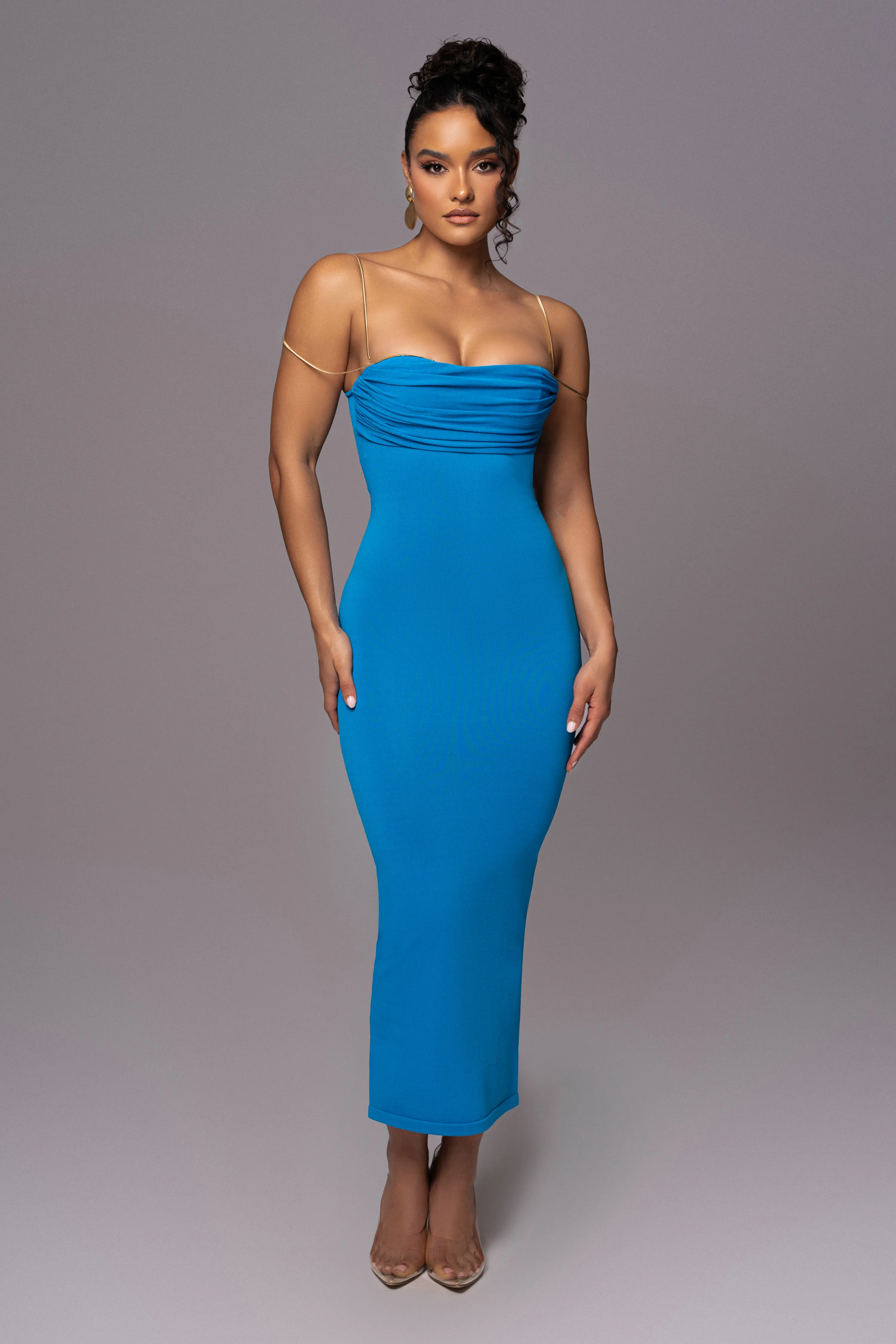 Aqua La Lune Drape Midi Dress