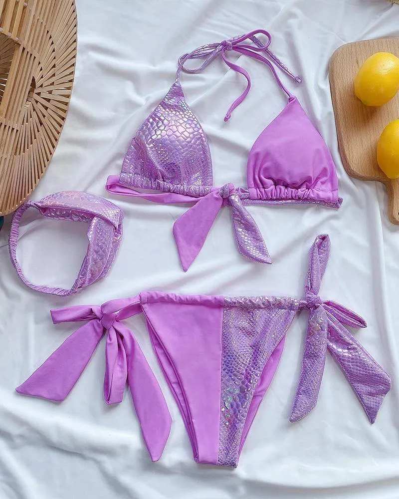 Backless Triangle Bra Bikini Sets