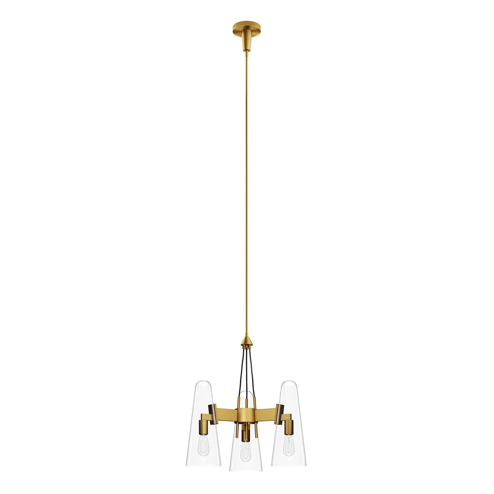 Beacon 3-Light Pendant Light By Modway - EEI-5647 - Clear Satin Brass