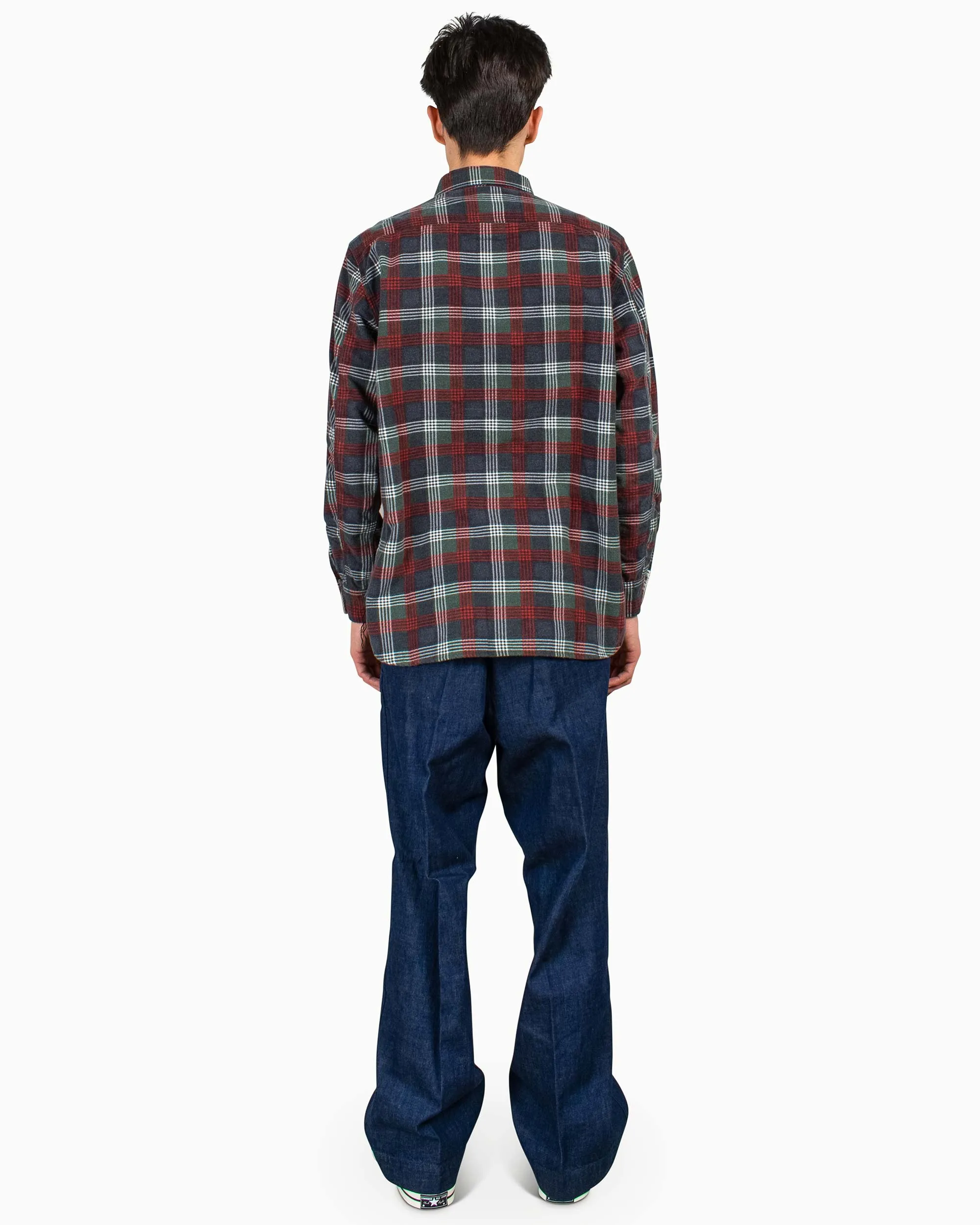 Beams Plus WORK Print Check Flannel Navy