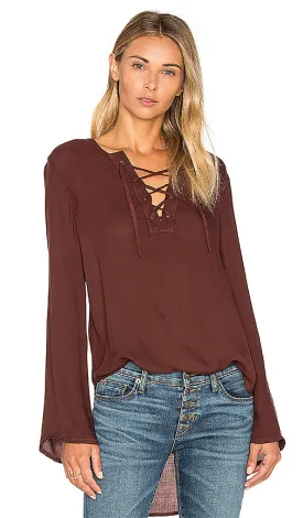BELL SLEEVE LACE UP TOP