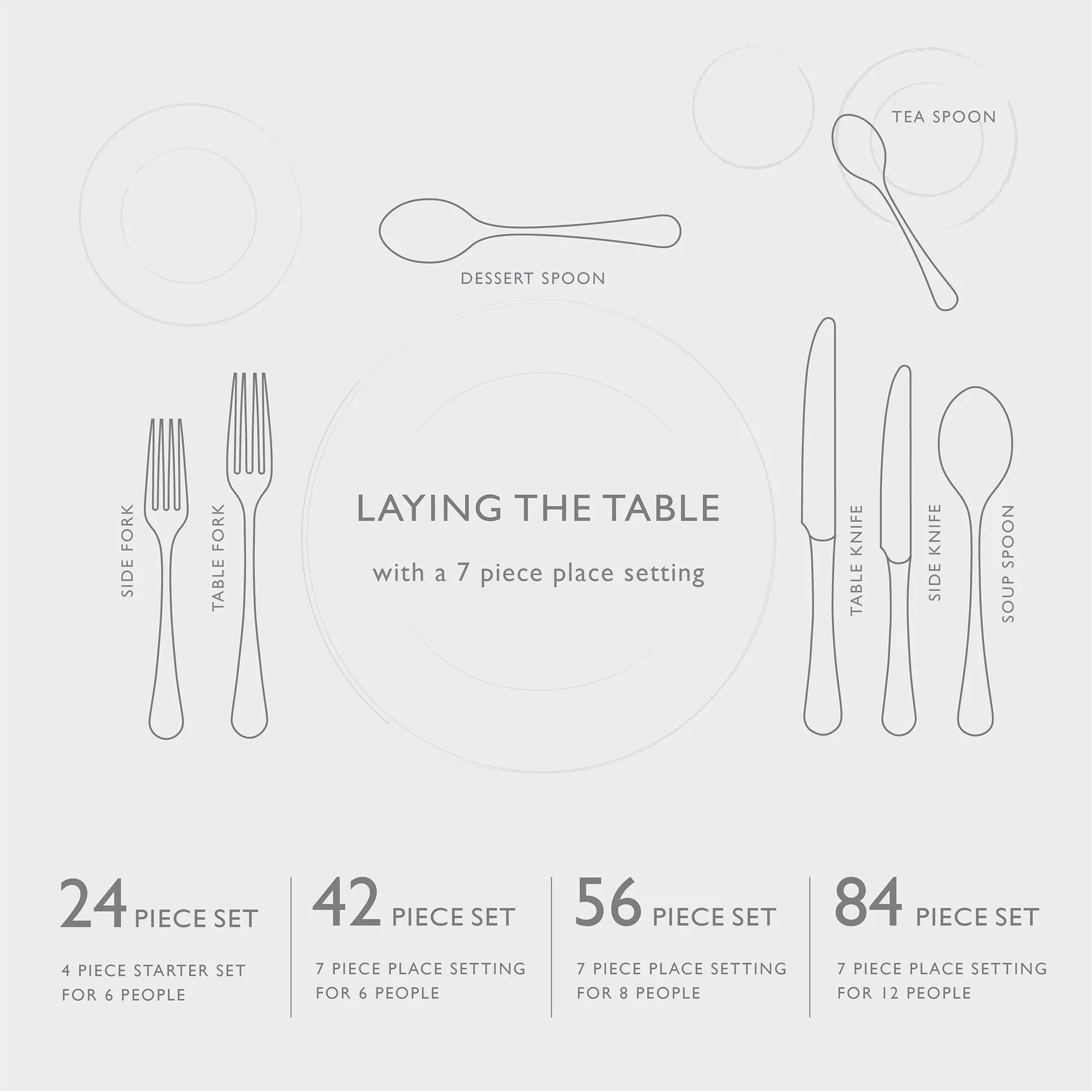 Bergen Satin Cutlery Set, 56 Piece for 8 People