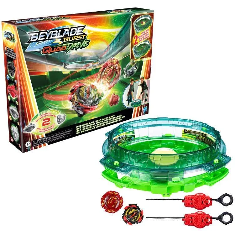 Beyblade Burst QuadDrive Interstellar Drop Battle Set Game - Beystadium, 2 Toy Tops and 2 Launchers