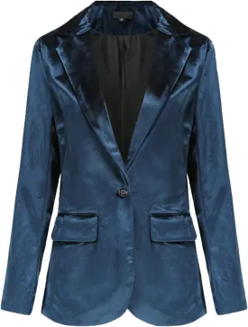 Binmer Women Velvet Blazer Jacket Casual Long Sleeve Lapel Collar Blazer Vintage Suits Office Outwear Fall Winter Work Outfit