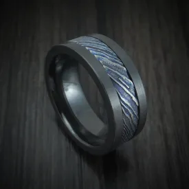 Black Titanium and Kuro-Ti Twisted Titanium Etched and Heat-Treated Men's Ring Custom Made Band
