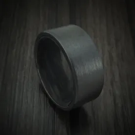 Black Titanium Men's Ring with Forged Carbon Fiber Sleeve Custom Made