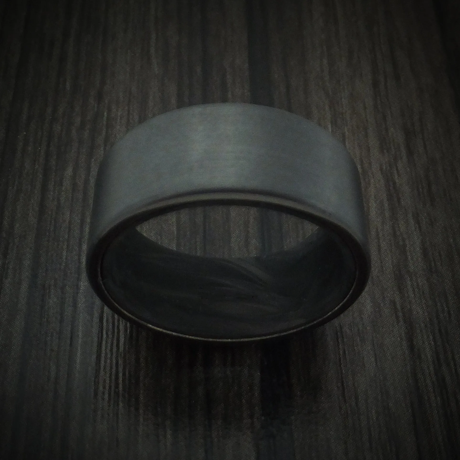 Black Titanium Men's Ring with Forged Carbon Fiber Sleeve Custom Made