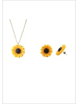 Blooming Brightly Sunflower Earrings and Necklace Set