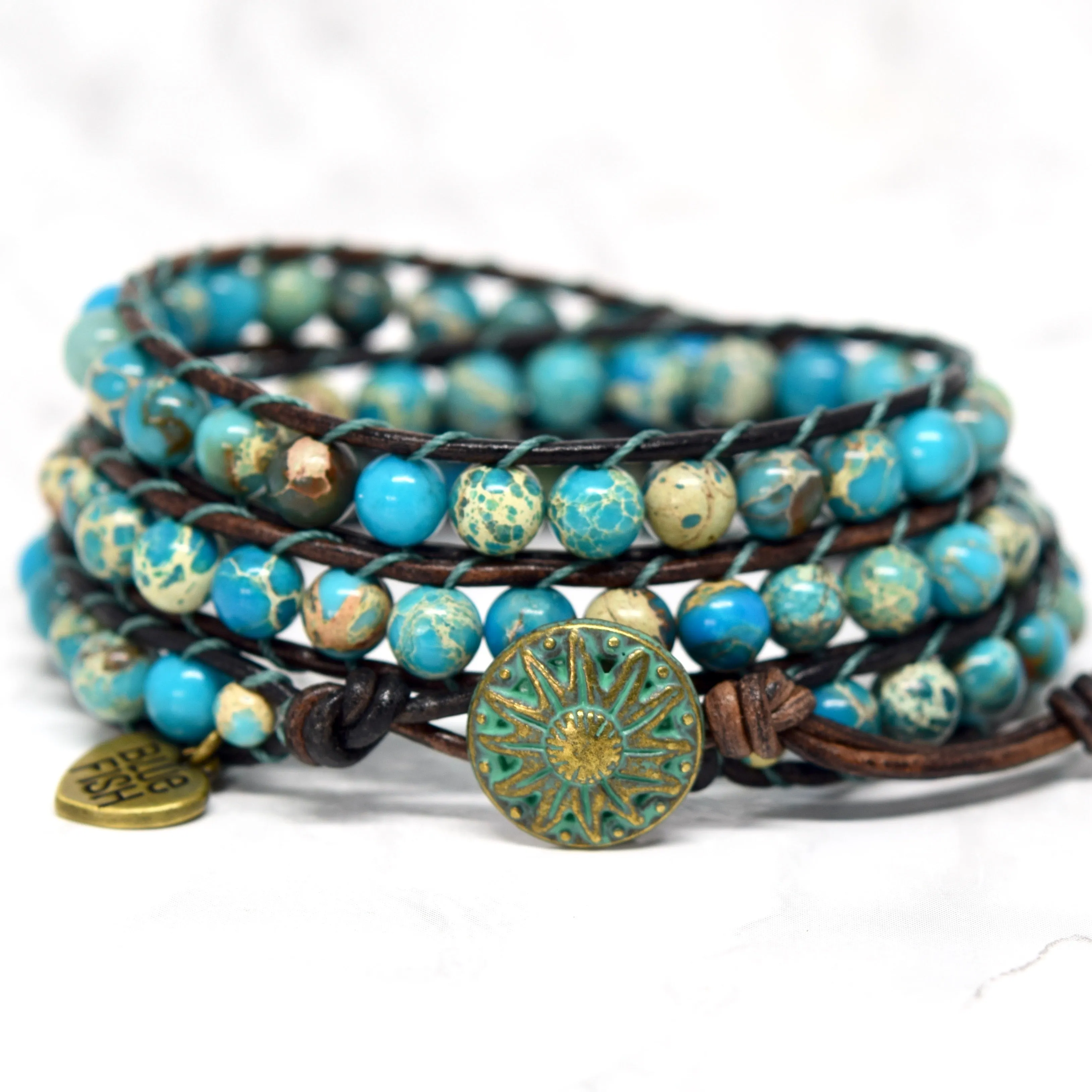 Boho Turquoise Jasper Wrap Bracelet