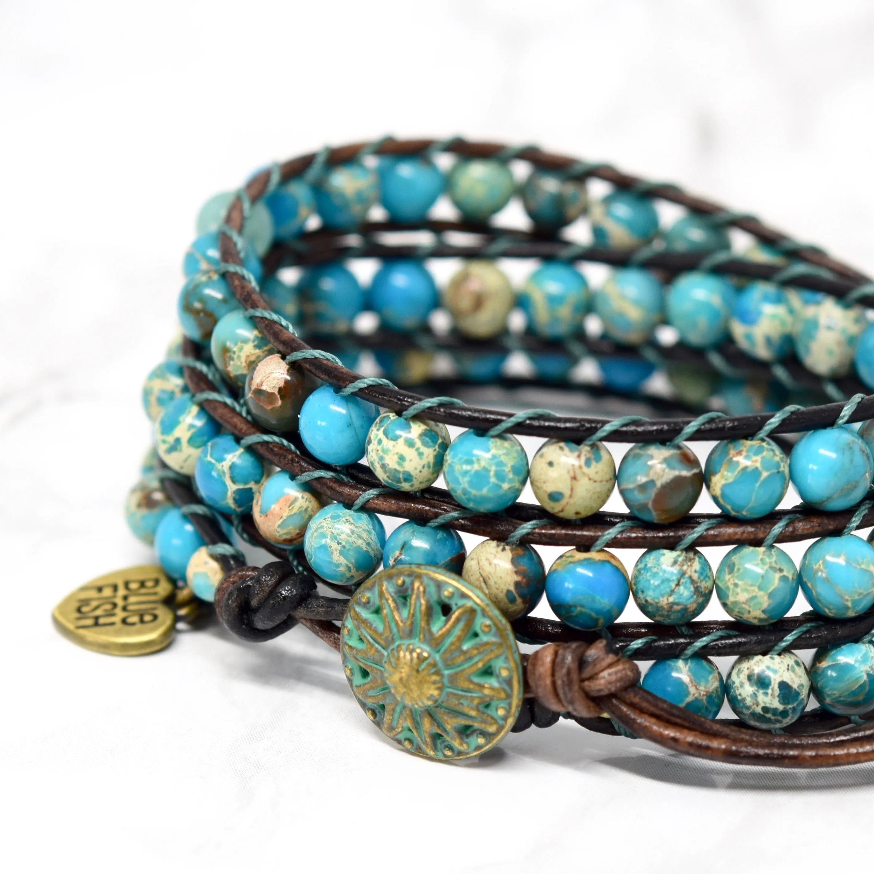 Boho Turquoise Jasper Wrap Bracelet
