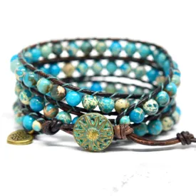 Boho Turquoise Jasper Wrap Bracelet