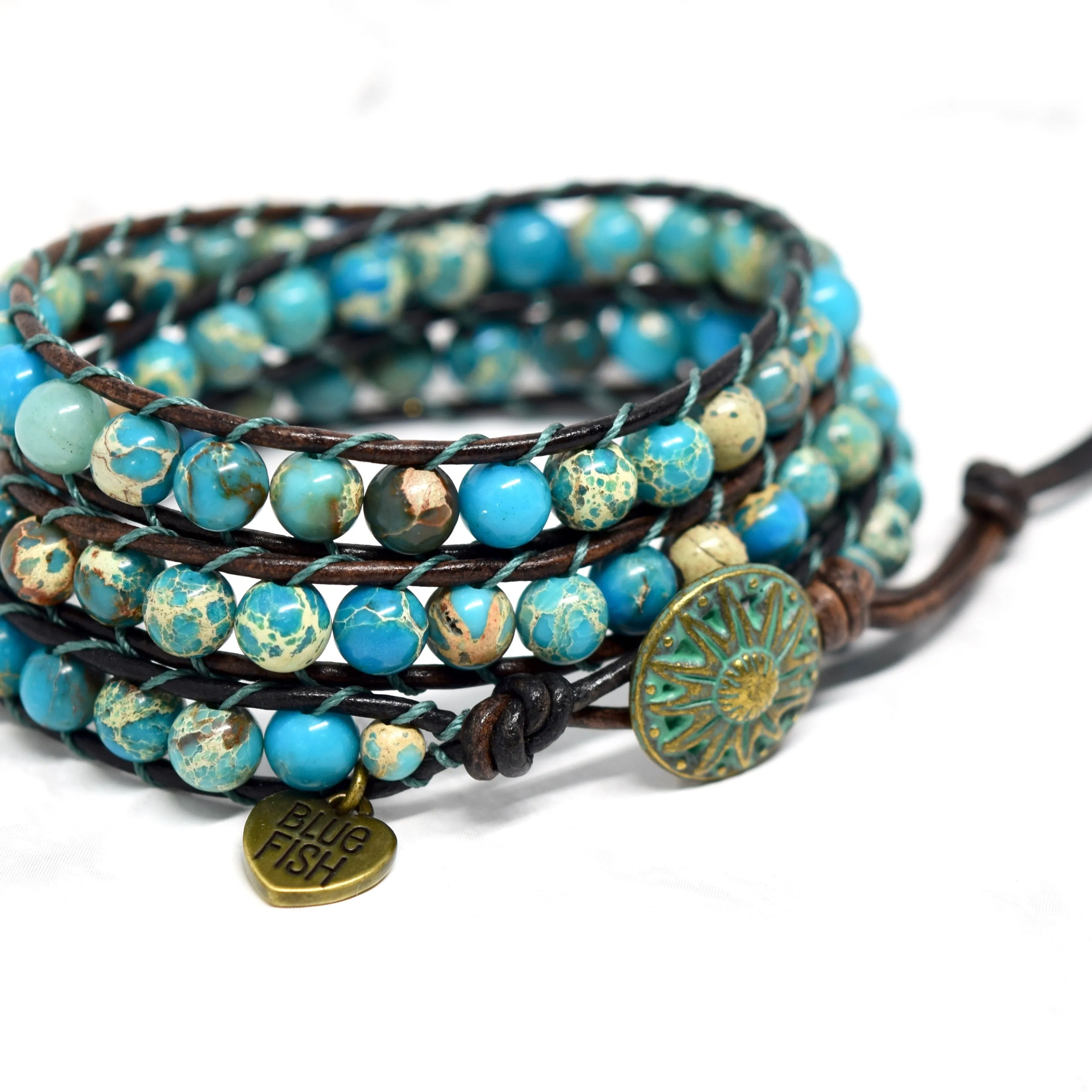 Boho Turquoise Jasper Wrap Bracelet