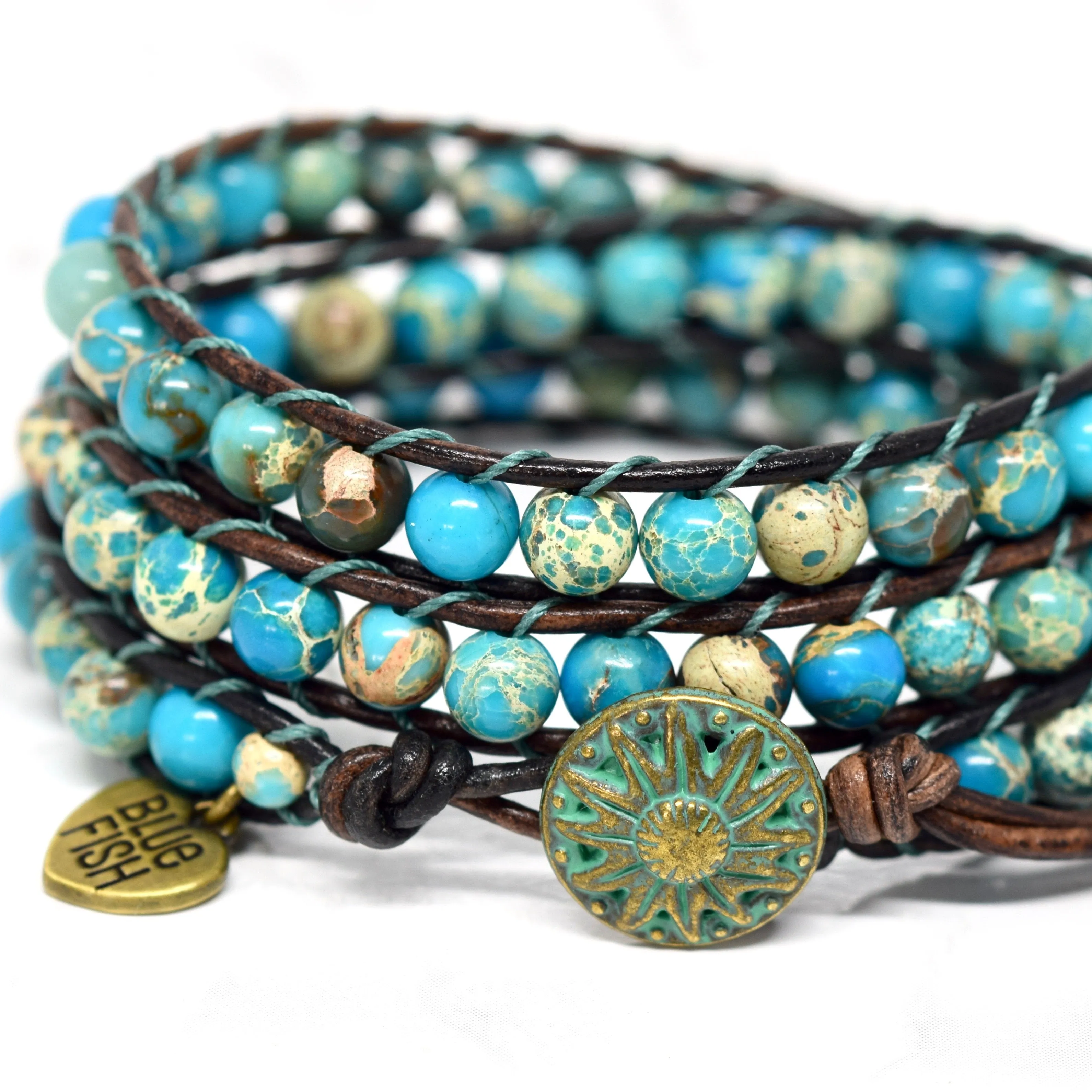 Boho Turquoise Jasper Wrap Bracelet