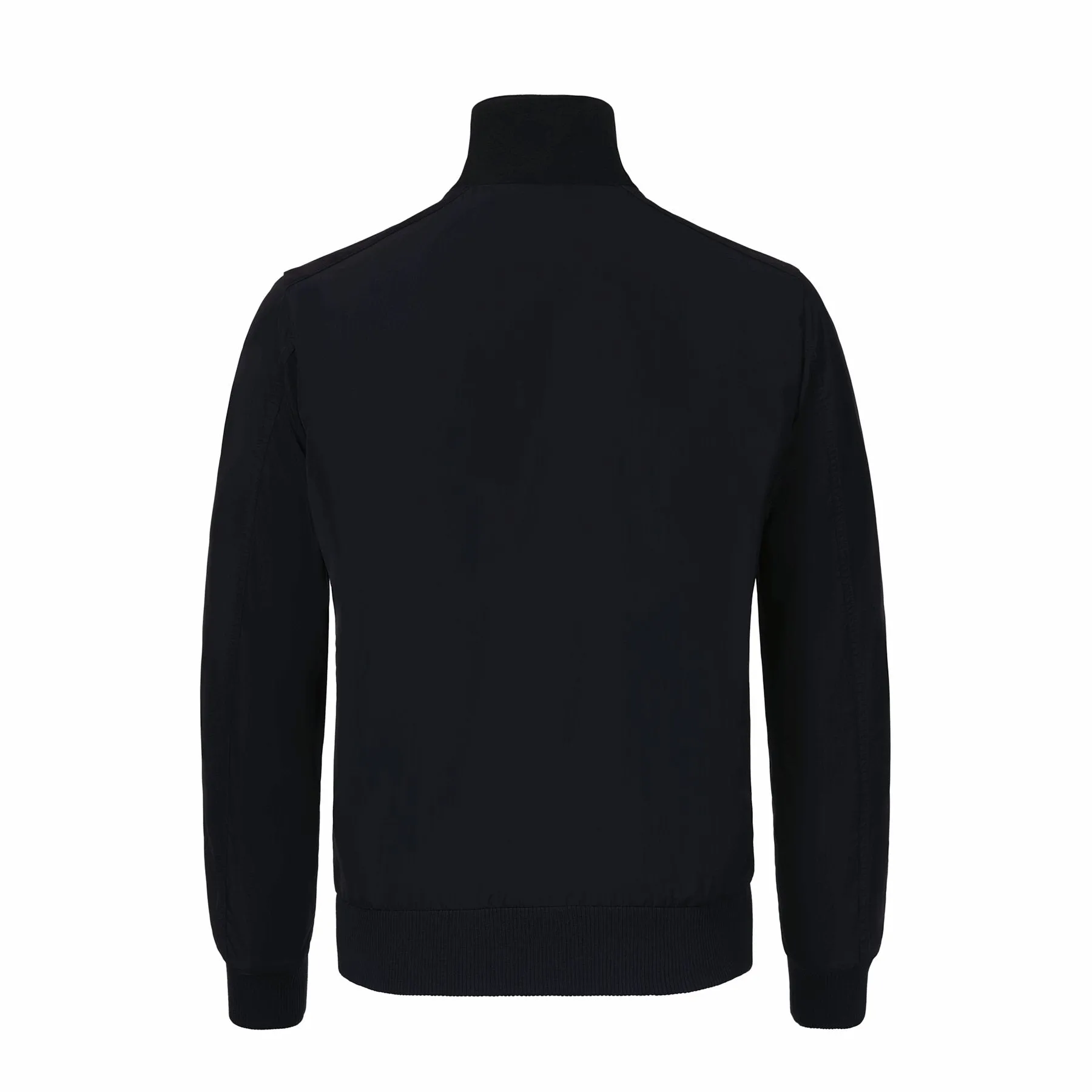Bomber Jacket with Leather Details in Dark Blue