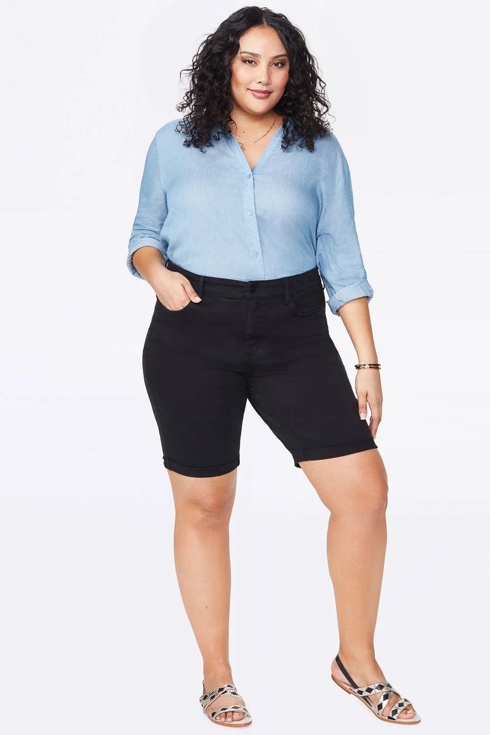 Briella 11 Inch Denim Shorts In Plus Size - Black