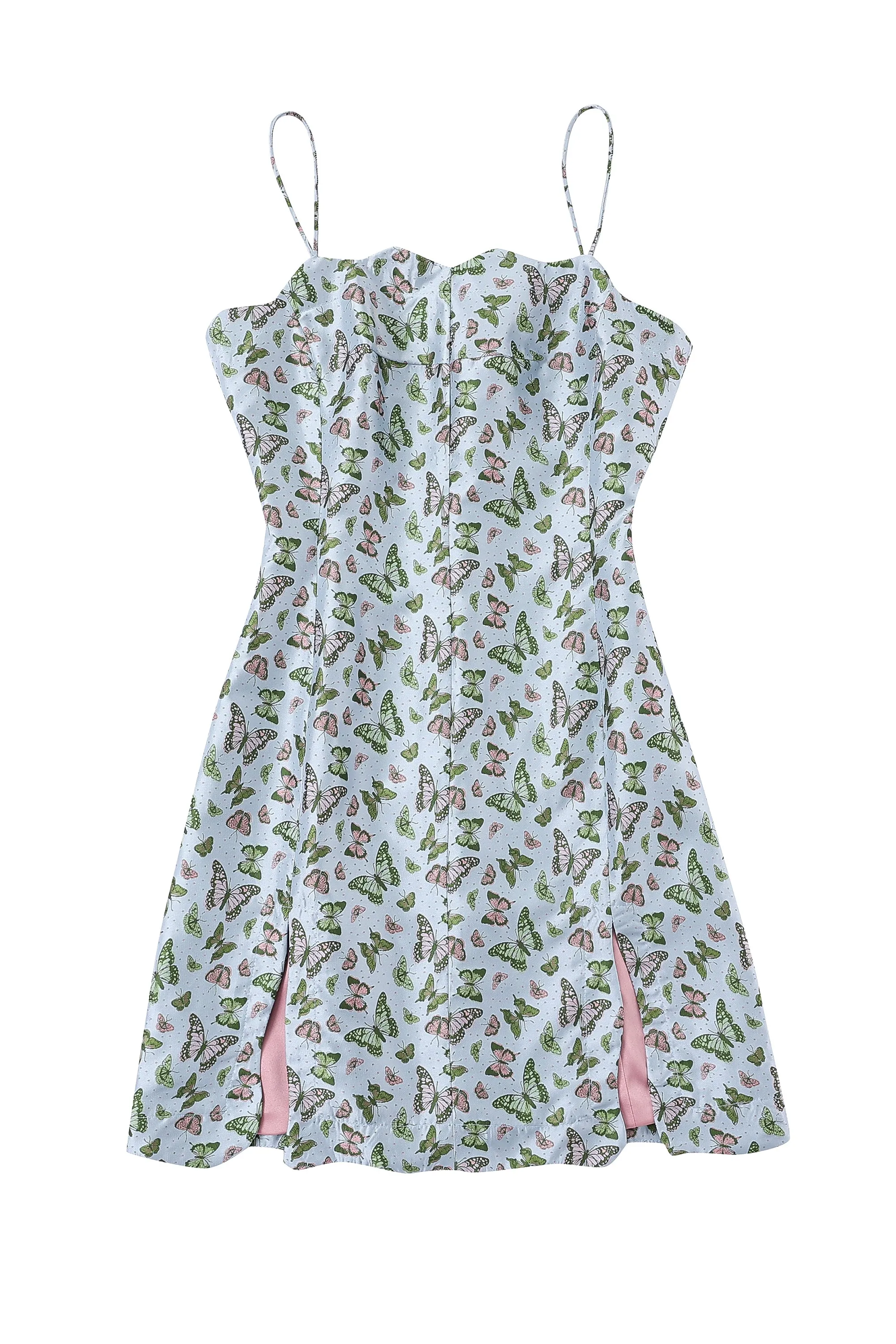 Butterfly satin ink stain dress