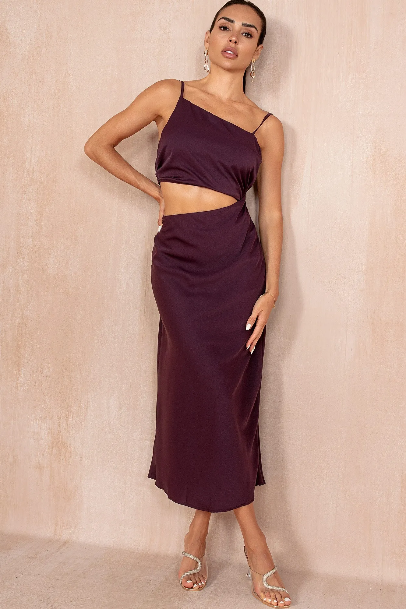 Charlotte Plum Satin Dress