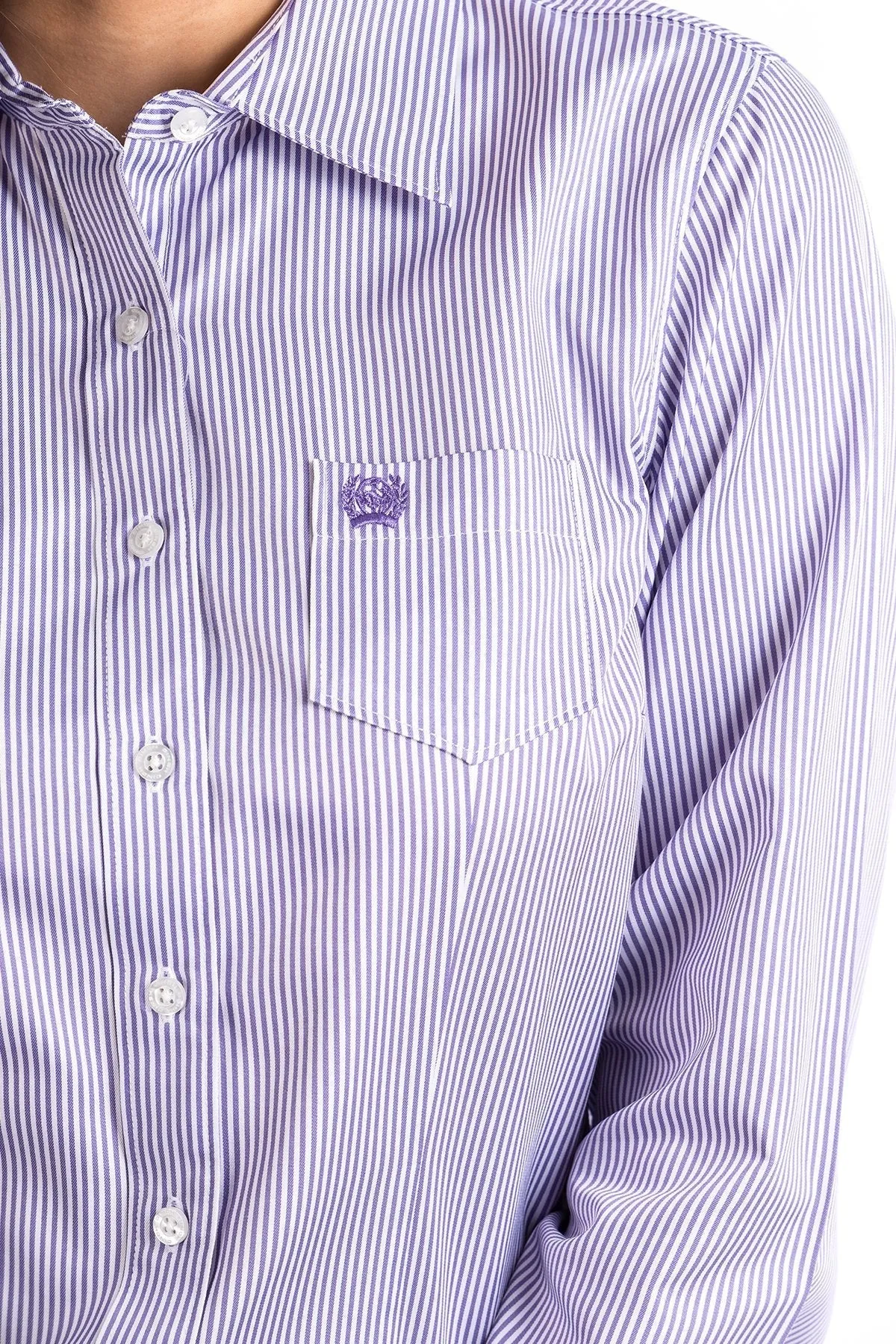 CINCH WOMENS TENCEL PURPLE AND WHITE STRIPE BUTTON-UP SHIRT MSW9164087