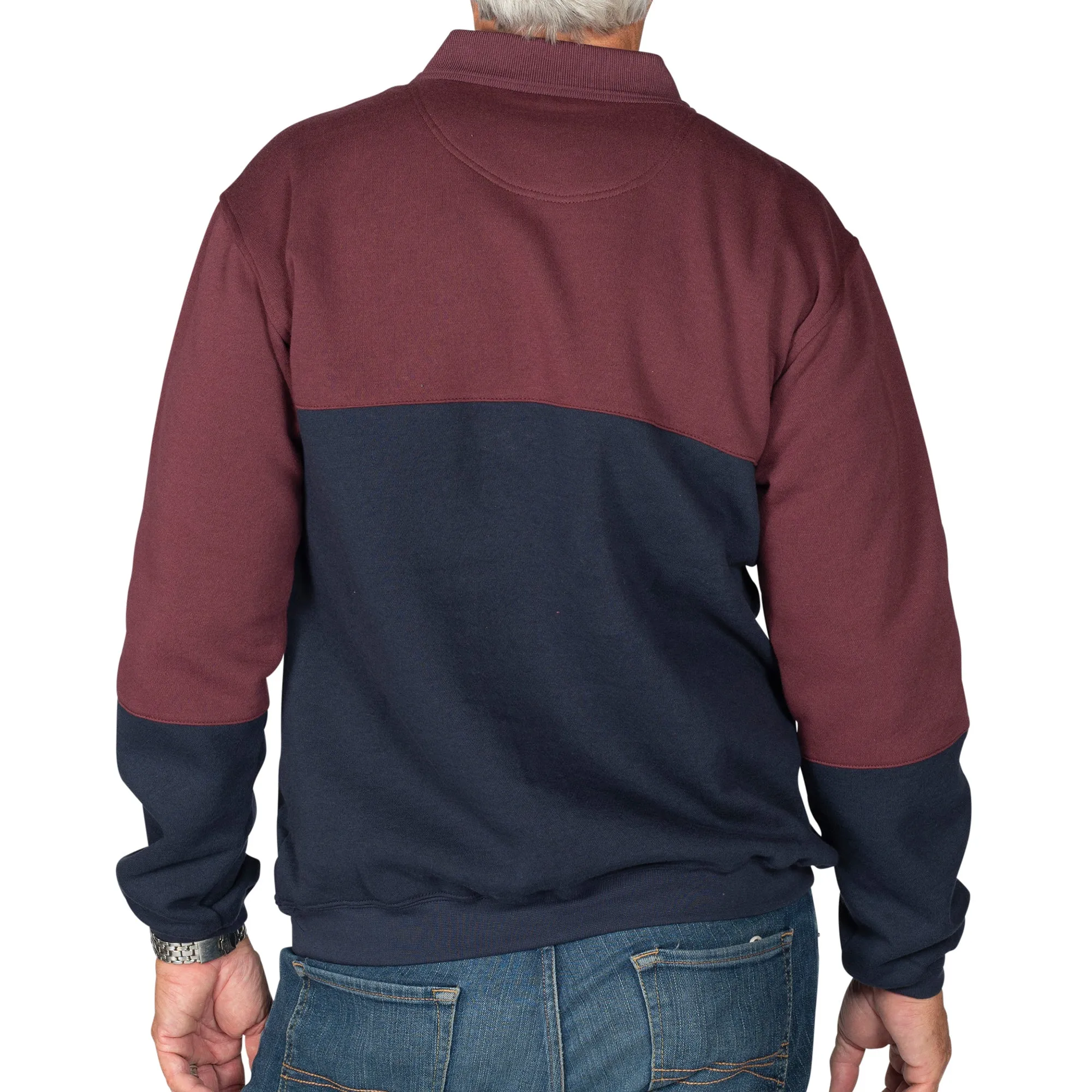 Classics by Palmland Horizontal Stripes Long Sleeve Banded Bottom Shirt 6198-210 Burgundy
