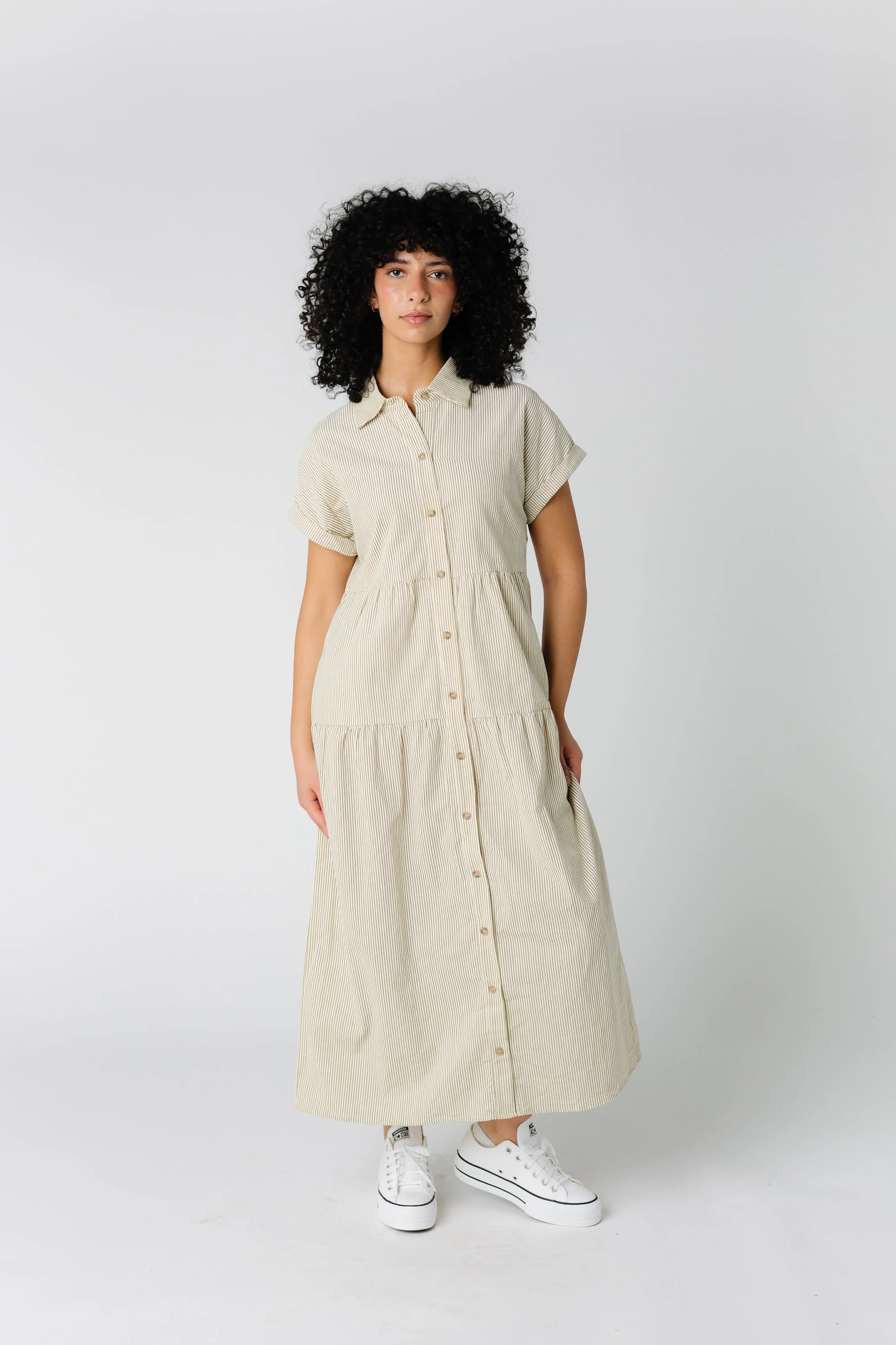 Corduroy Button-Up Midi Dress