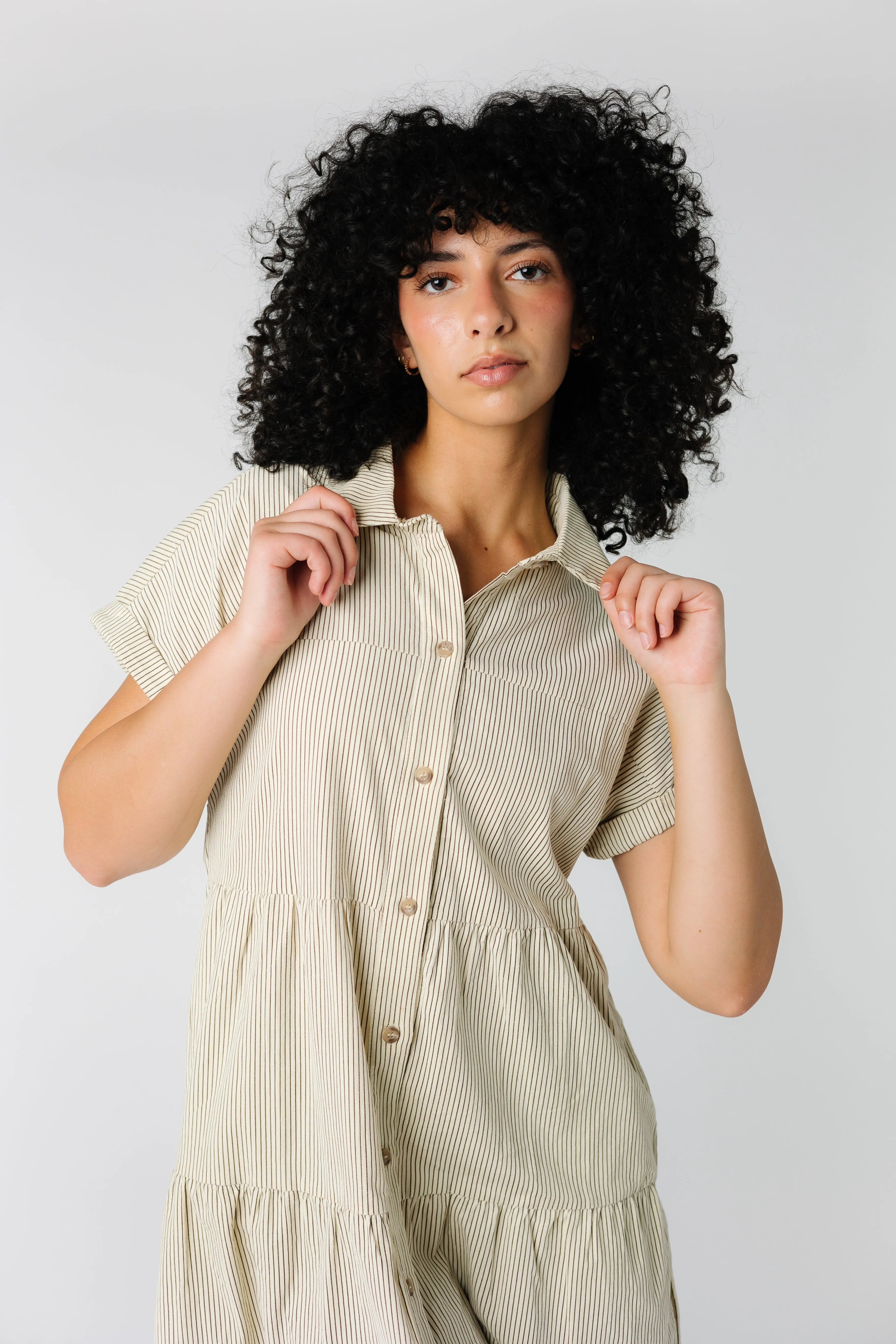 Corduroy Button-Up Midi Dress