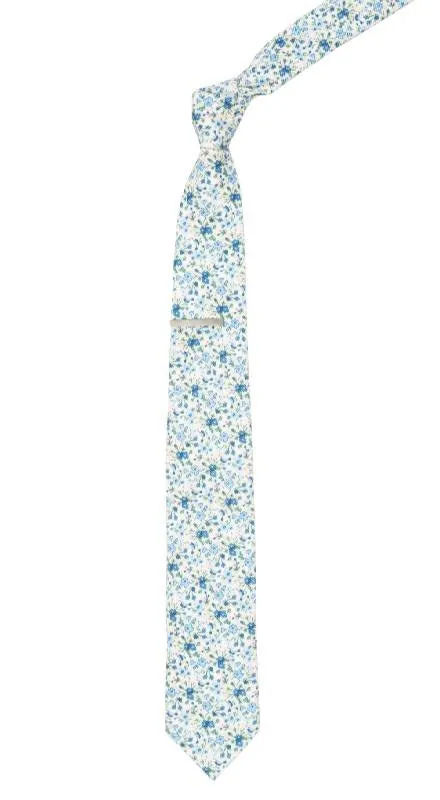 Corduroy Freesia Floral Light Champagne Tie