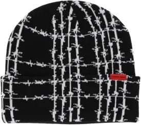 Corduroy Headwear Barbed Plaid Beanie - Black