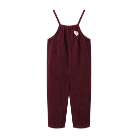 corduroy long romper - burgundy