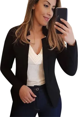 DIACACY Womens Open Front Work Blazer Solid Color Fashion Outfits Casual Office Jacket