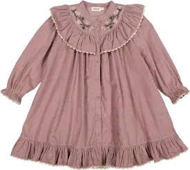 dress corduroy embroidered - dusty mauve-3523
