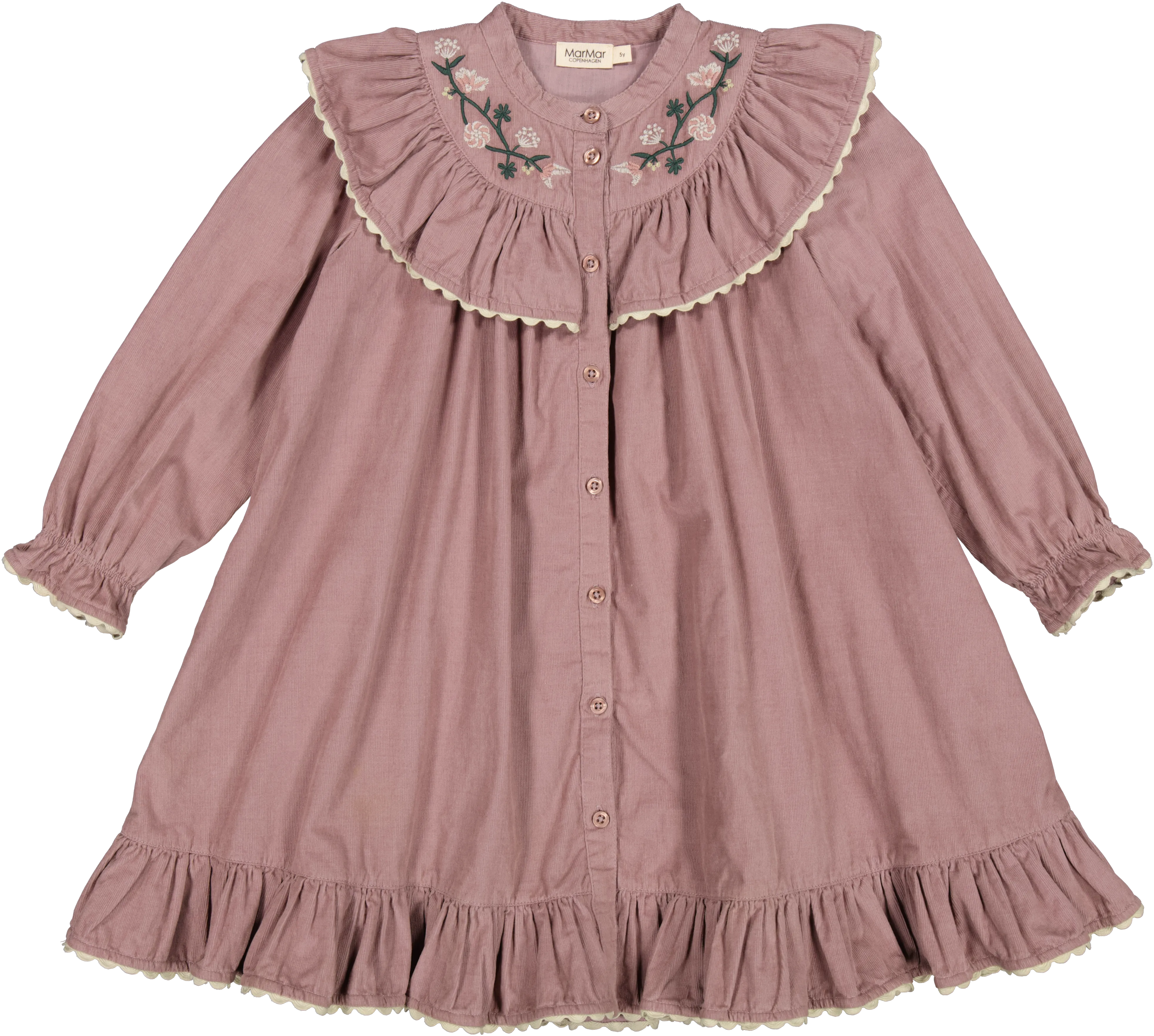 dress corduroy embroidered - dusty mauve-3523