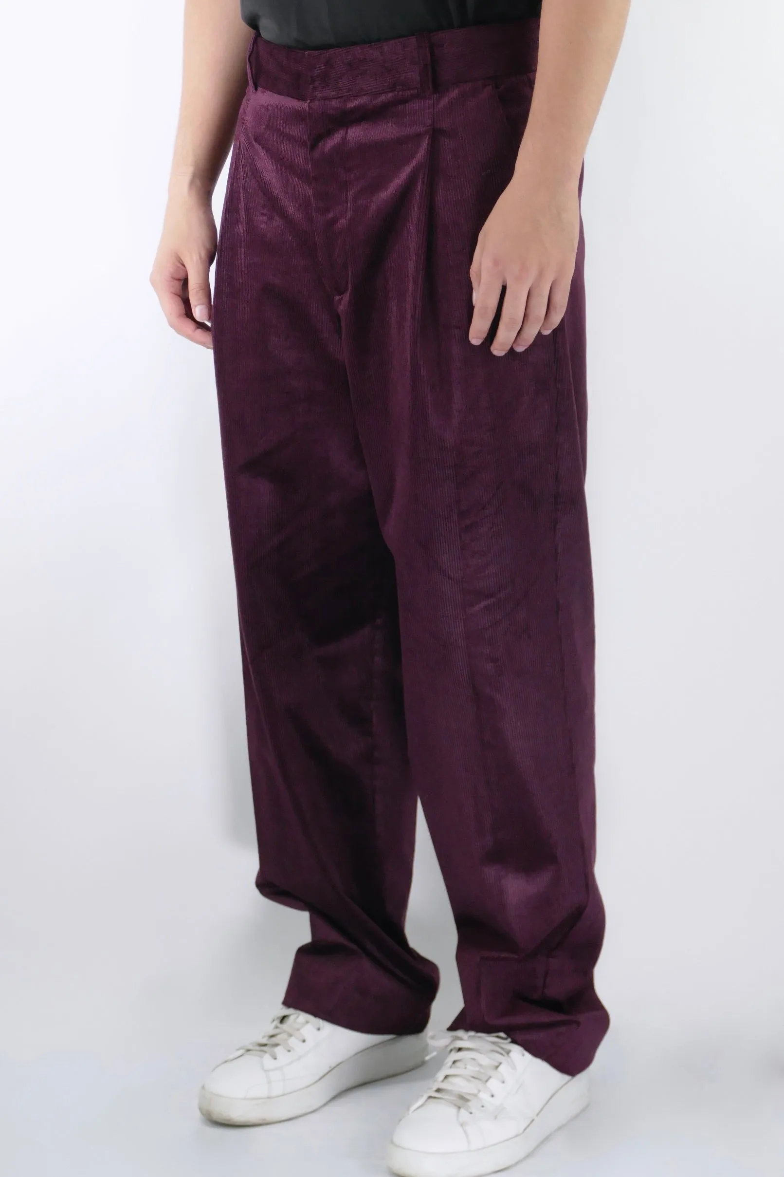 Drôle de Monsieur Mens Corduroy Golfer Pants - Wine Red