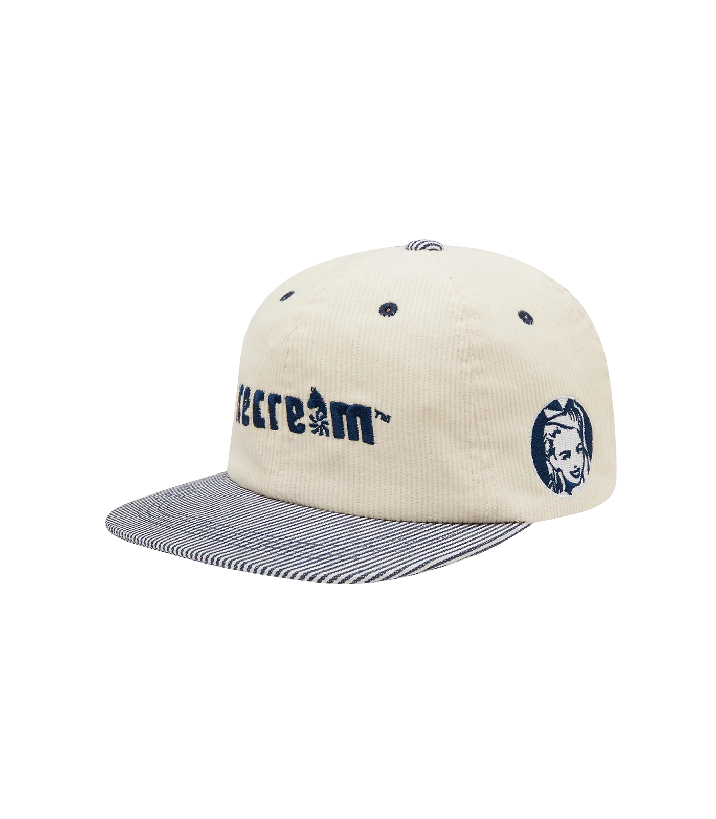 EMBROIDERED LOGO CORDUROY HAT - IVORY