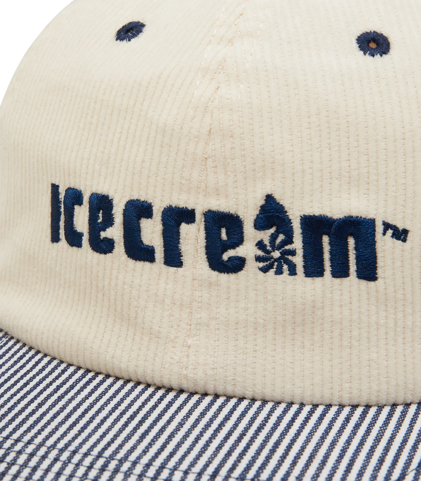 EMBROIDERED LOGO CORDUROY HAT - IVORY