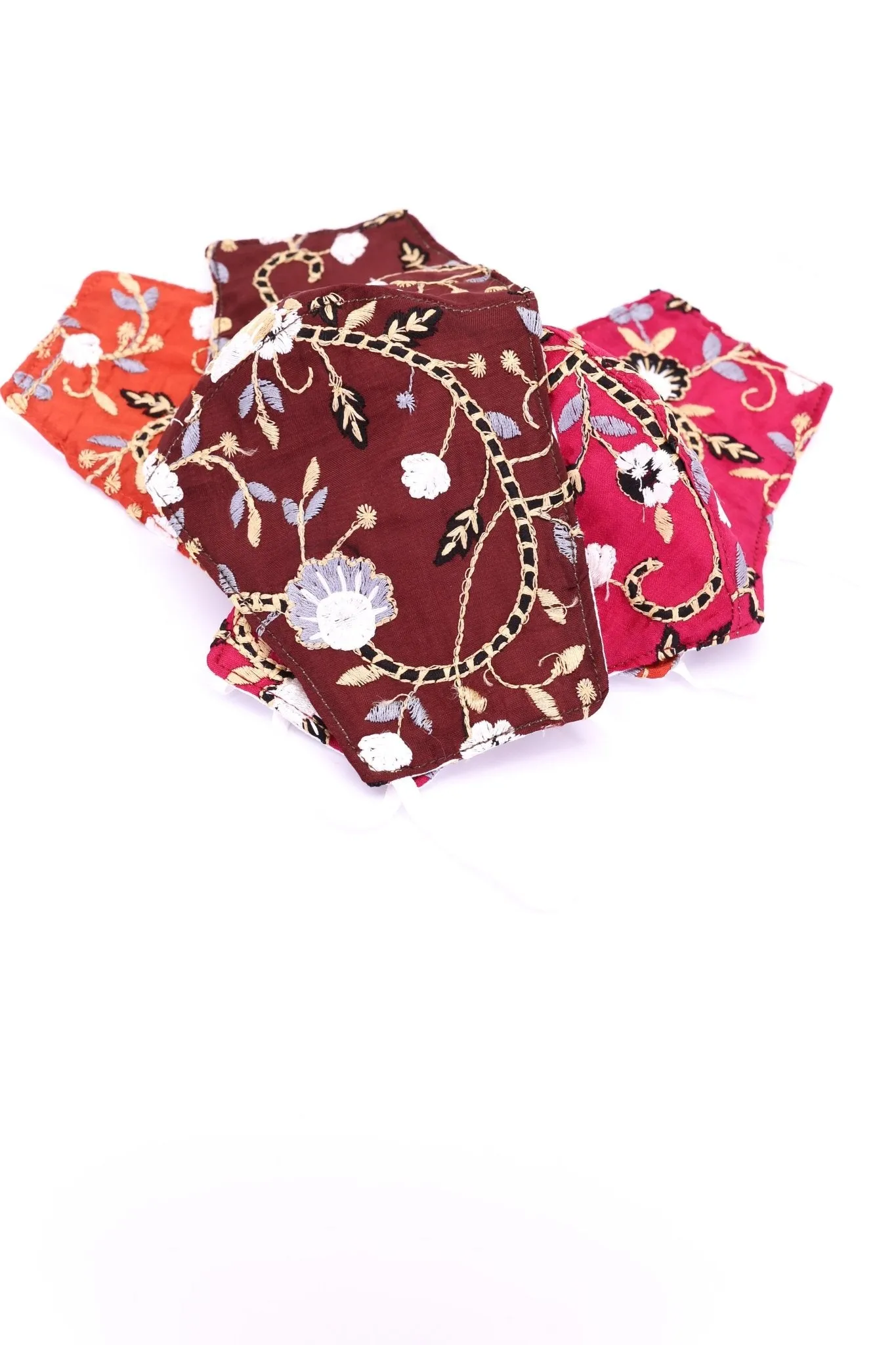 EMBROIDERED SILK / COTTON FACE MASK POPPY