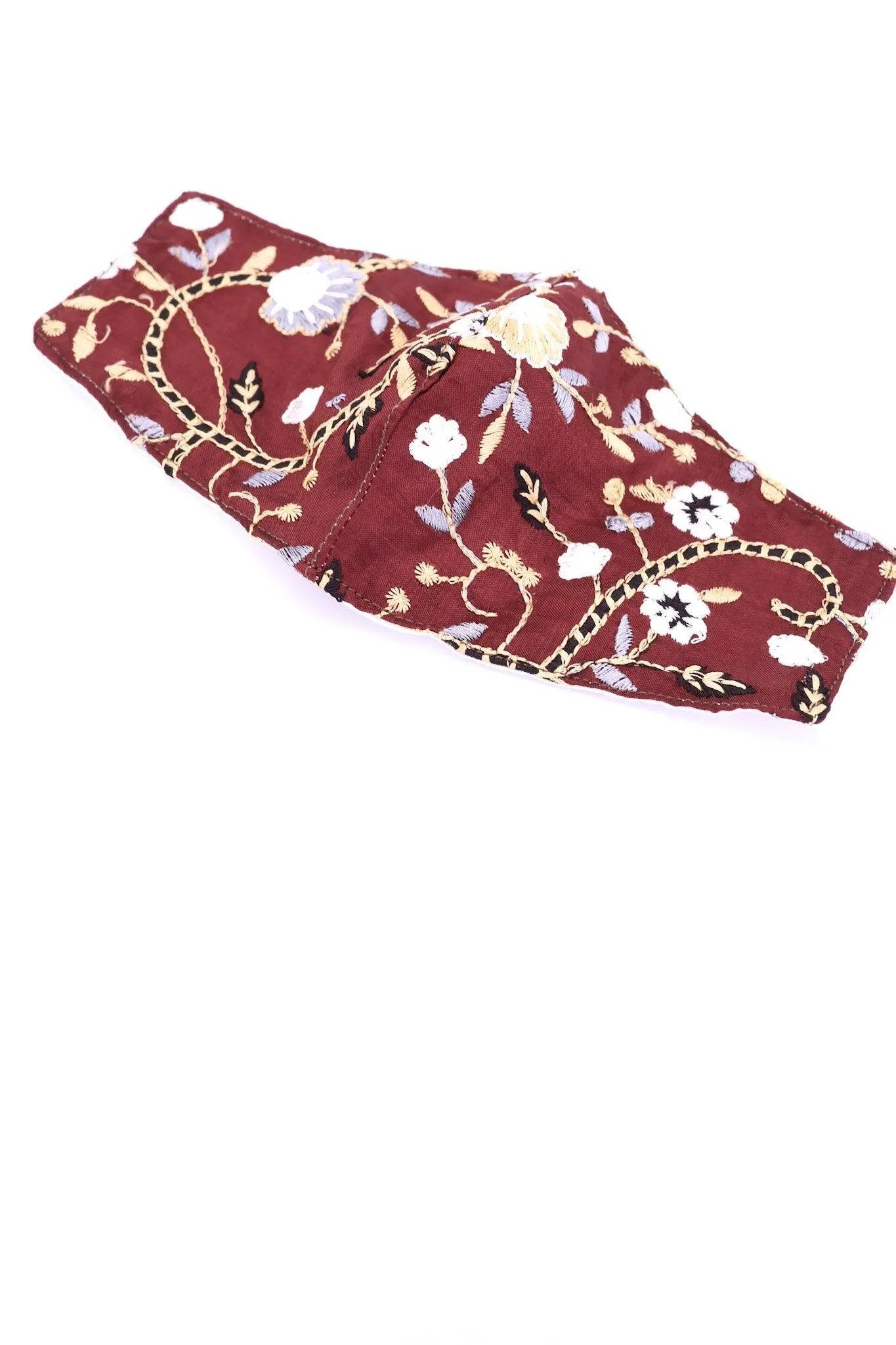 EMBROIDERED SILK / COTTON FACE MASK POPPY